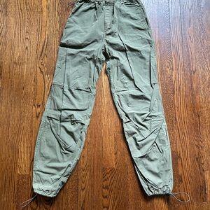 Stradivarius Olive Parachute Pants